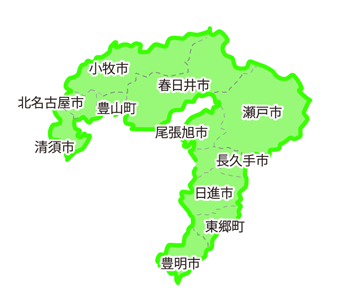 東尾張地方の地図